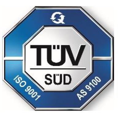 TÜV SÜD — AS 9100 and ISO 9001 certified